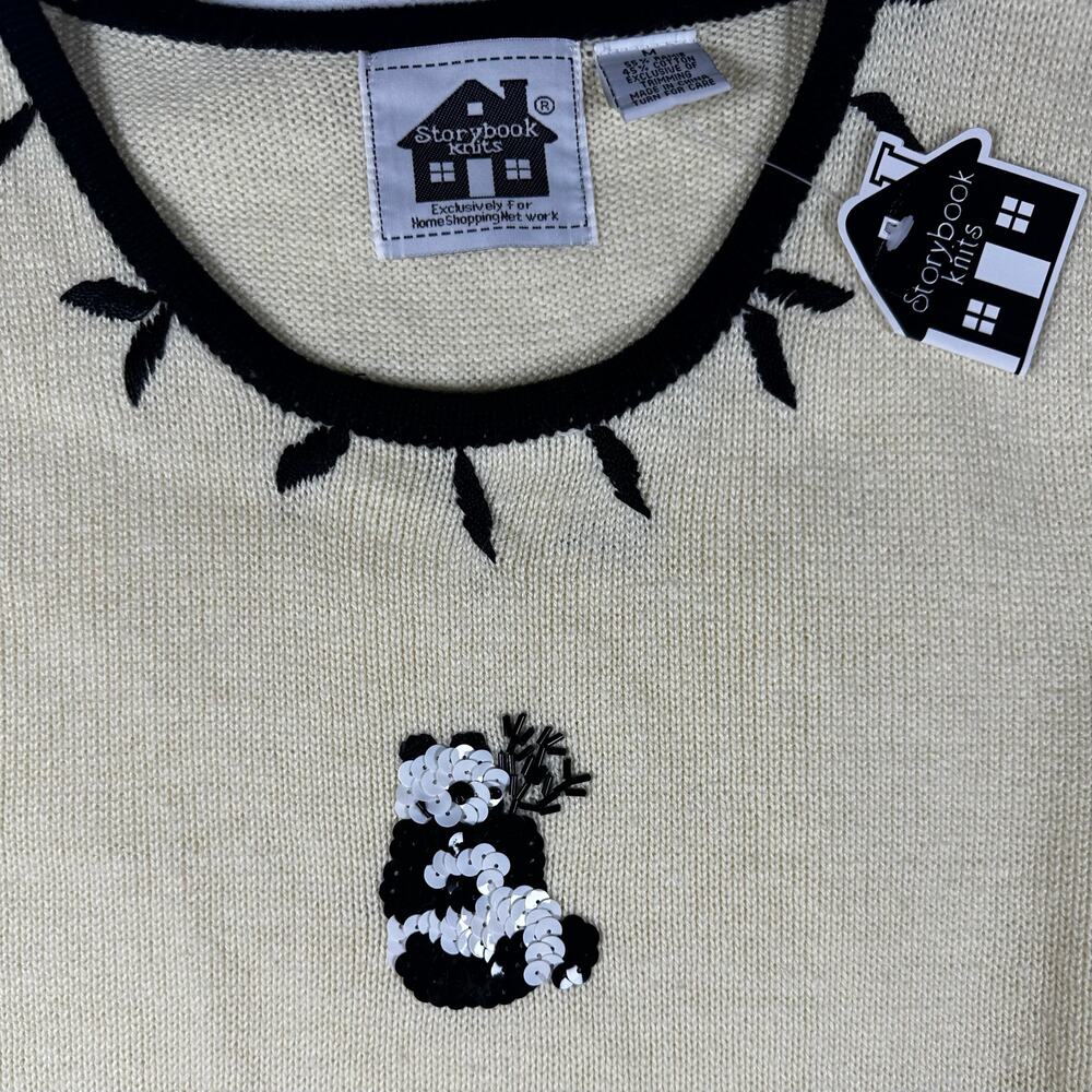 VTG Storybook Knits Sleeveless Top with Sequined Panda NWT - Picture 2 of 5